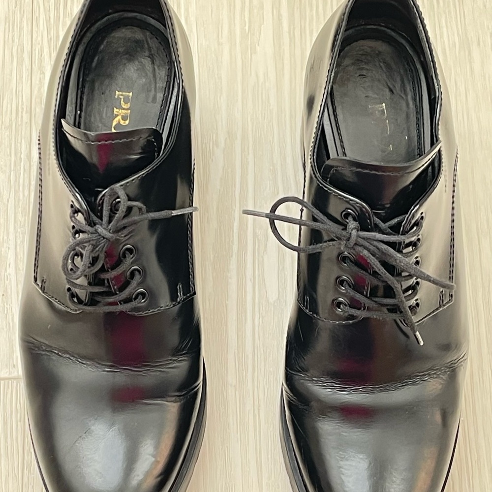 Prada Black Leather Platform Oxford Heels Women’s 40